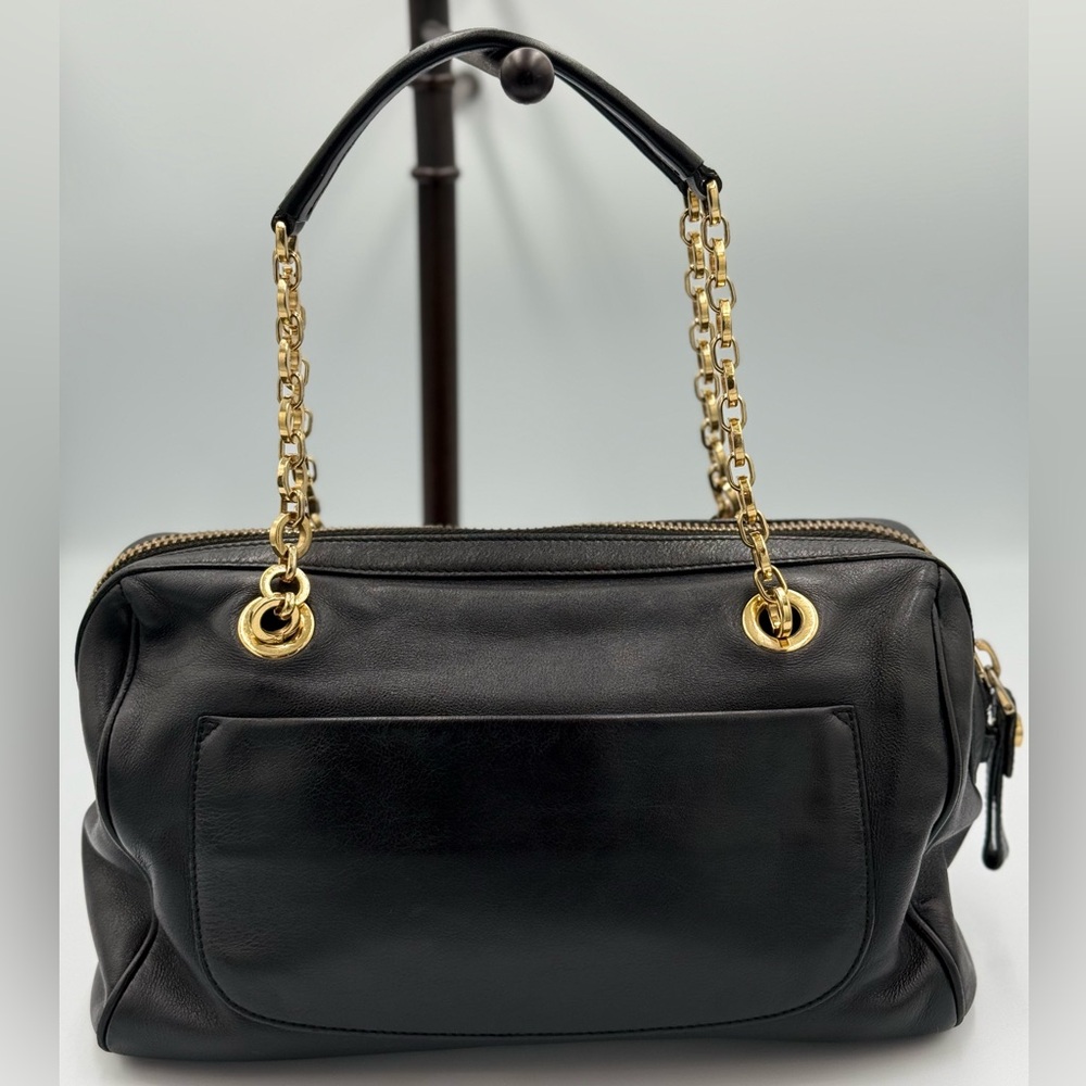 Salvatore Ferragamo Gancini Black Leather Shoulder Bag - Picture 3 of 14